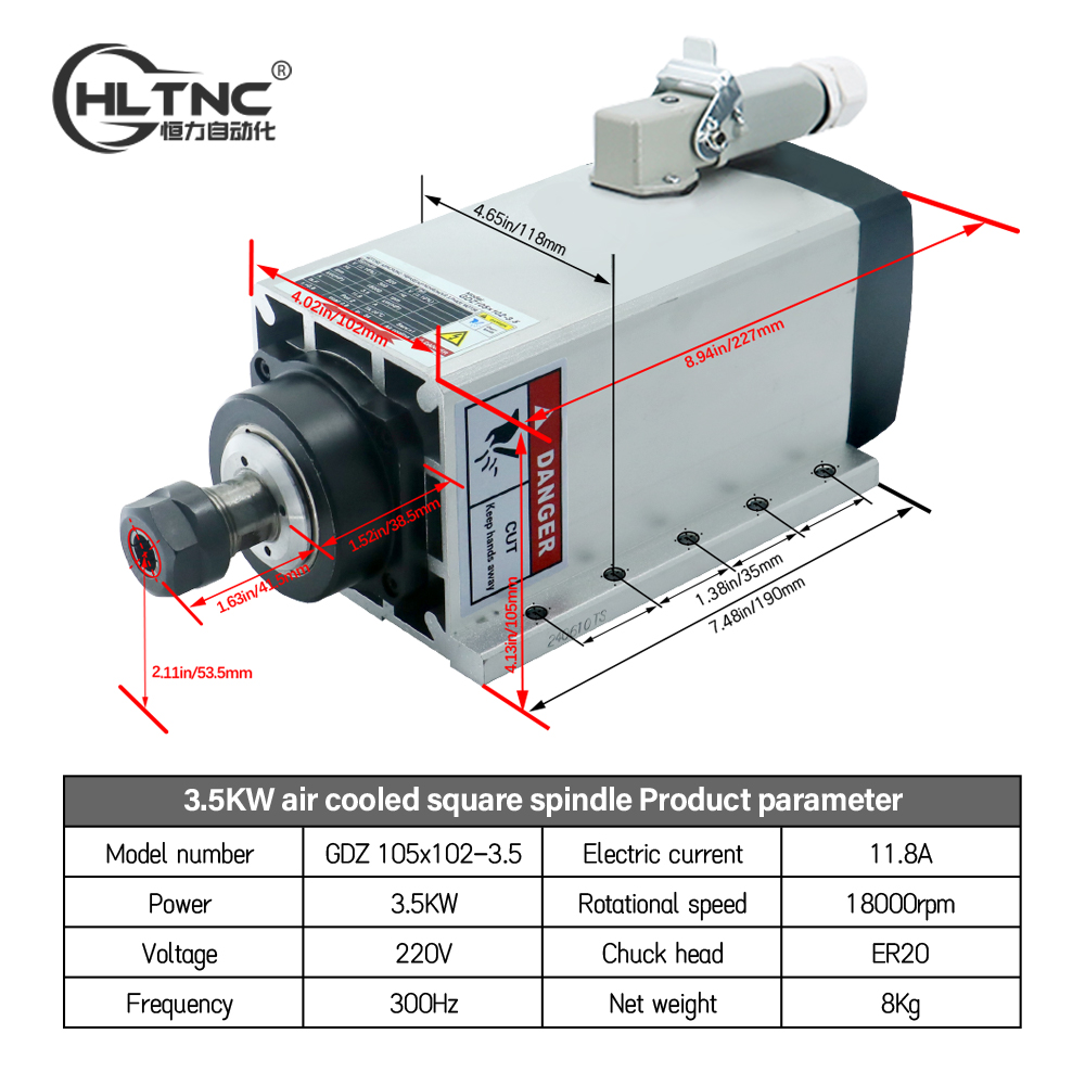 3.5KW ER20 220VSquare Fly-edge - Cnc Spindle Motor recensione e prezzo